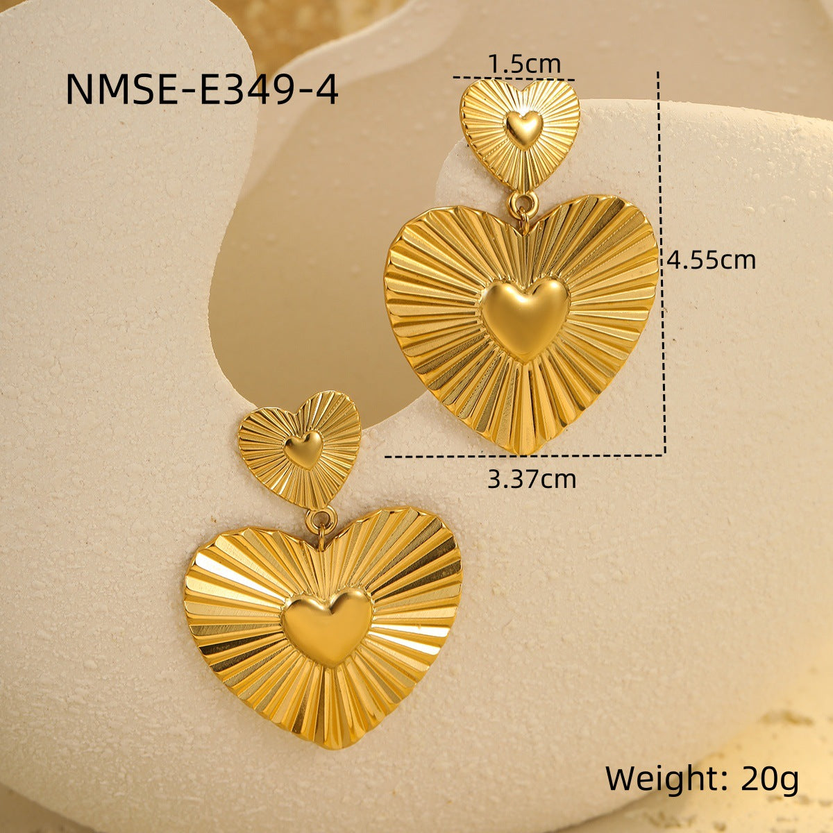 Wholesale Water droplet shaped heart shape Stainless Steel Earrings