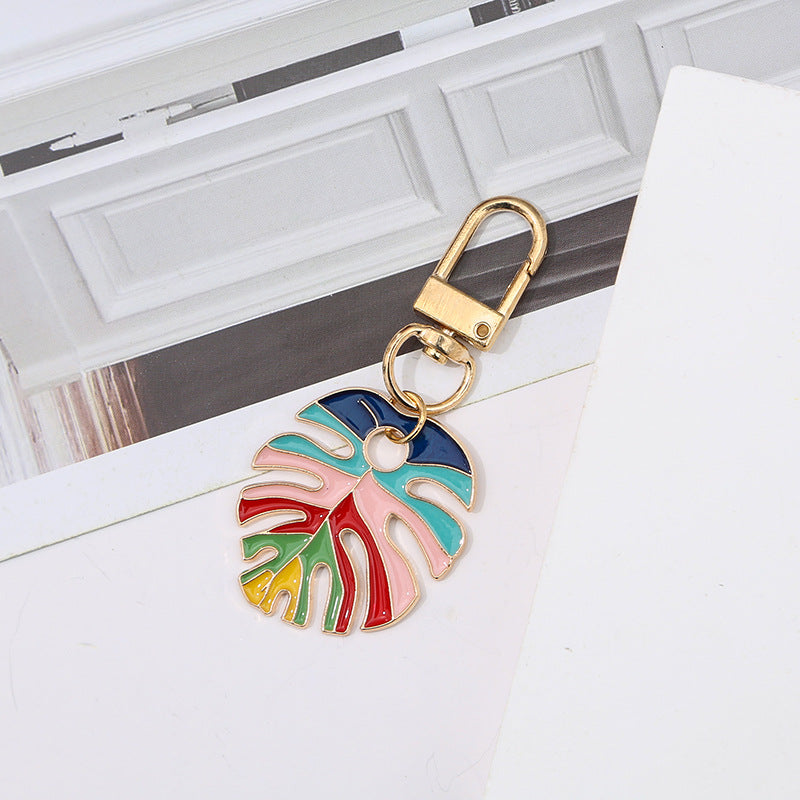 Wholesale Alloy Drip Oil Simulation Colored Leaf Turtle Back Leaf Keychain