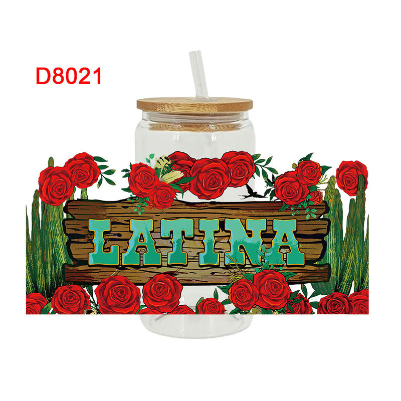 Wholesale Colorful Cartoon Butterfly Rose 16oz Cup UV DTF Wraps