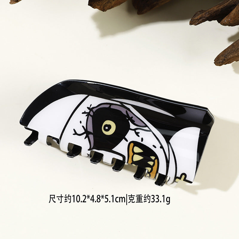 Wholesale Trendy Acrylic  Shark Hair Clip Ghost Face Clown Design Boutique Resale Accessory