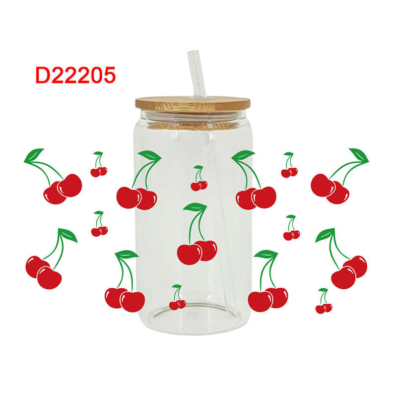 Wholesale Cartoon Cute Strawberry Watermelon Fruit Theme 16oz Cup UV DTF Wraps