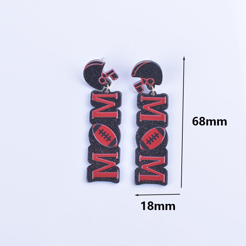 Wholesale Sports accessories baseball football rugby heart acrylic earrings