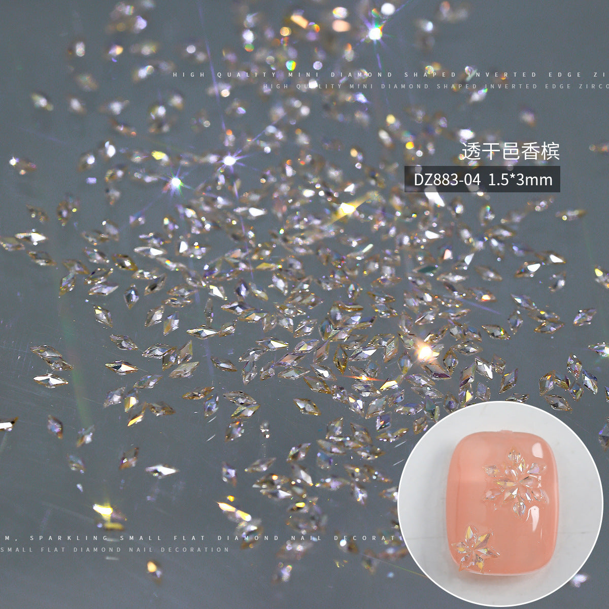 Wholesale 50pcs mini diamond nail drill 5A transparent zircon snowflake Nail Stickers