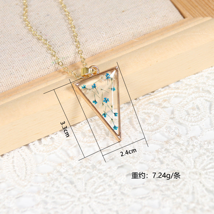 Wholesale 10pcs Geometric Dried Flower Gypsophila Natural Plant Specimen Necklace