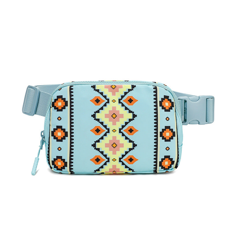 Wholesale Bohemian Style Printed Adjustable Shoulder Strap Fashion Casual Small Waist Bag