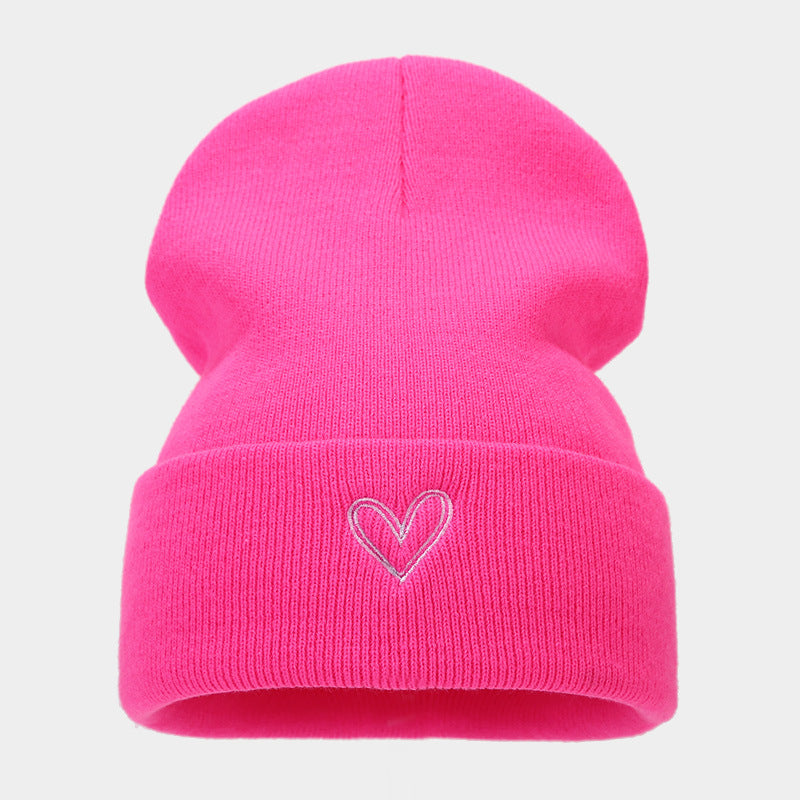 Wholesale Thickened Love Embroidered Acrylic Knitted Hats