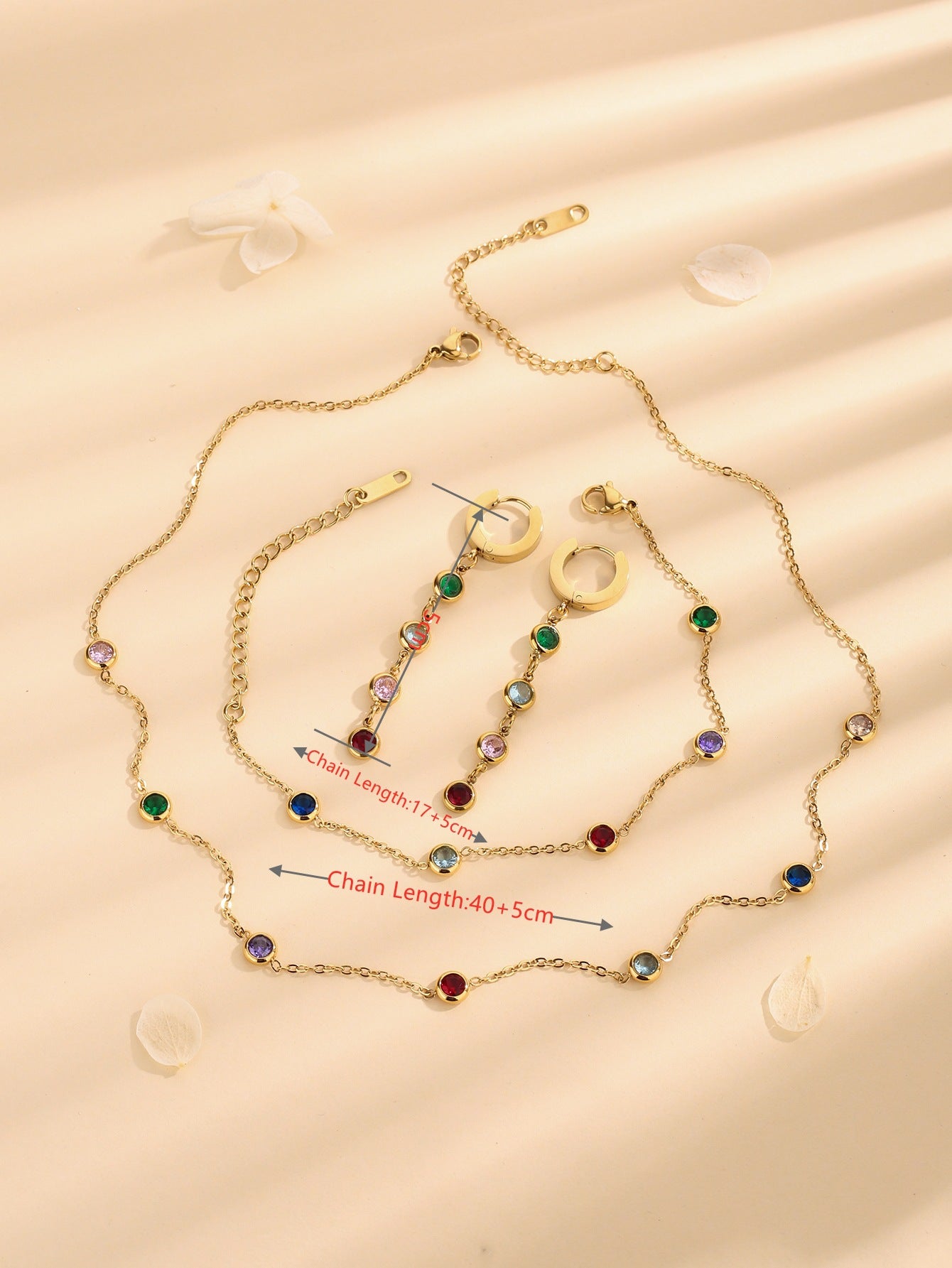 Wholesale Luxury Color Treasure Necklace Bracelet Earrings Set