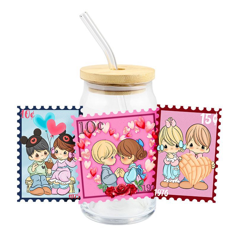 Wholesale 5pcs Cartoon Valentine' s Day  16oz Cup UV DTF Wraps OLY Exclusive