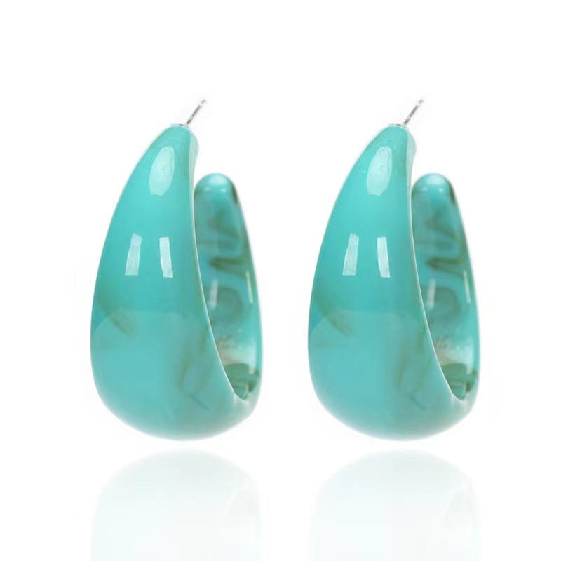 Wholesale S925 Silver Needle Acrylic Geometric C Shape Earrings