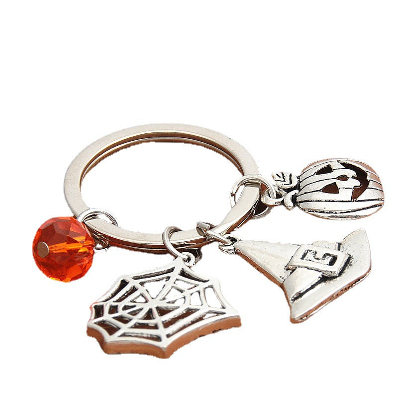 Wholesale Zinc Alloy Halloween Keychain Pumpkin Wizard Broom Teeth Pendant