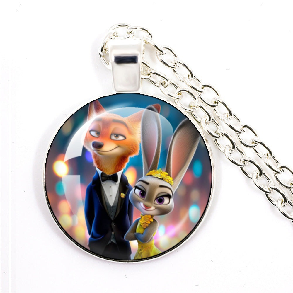 Wholesale Cartoon Cute Animal Time Gem Round Necklace  OLY Exclusive