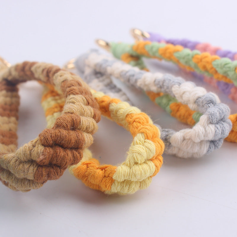 Wholesale Hand Woven Colorful Pattern Cotton Rope Keychain