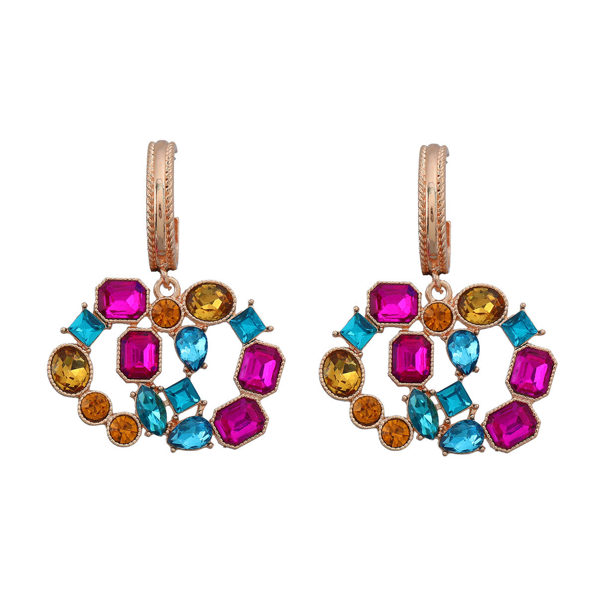 Wholesale Color Diamond Boho Party Gemstone Earrings