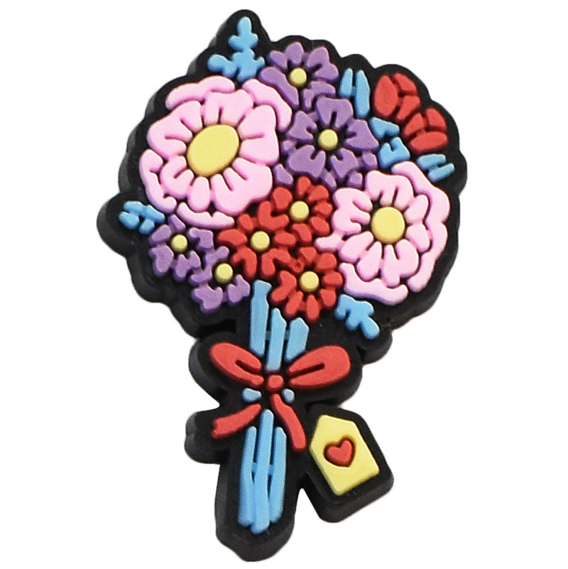 Wholesale random 100pcs Valentine' s Day  Removable Pvc Soft Glue Croc Shoes Charms