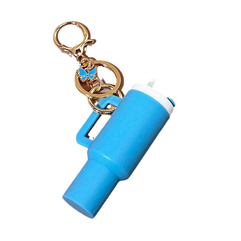 Wholesale New Butterfly Ice Cup Mini Tumbler Cup Keychains with Key Chain Pendant Can Put Lipstick Backpack Small Pendant Can Wrap