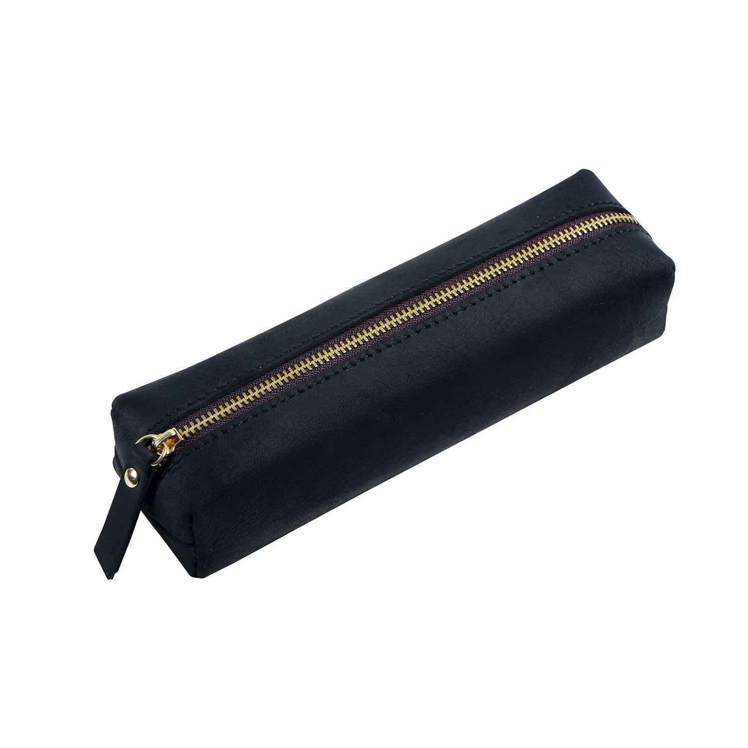 Wholesale Handmade Cowhide Pen Large Capacity Storage Bag Zipper Pen Bag