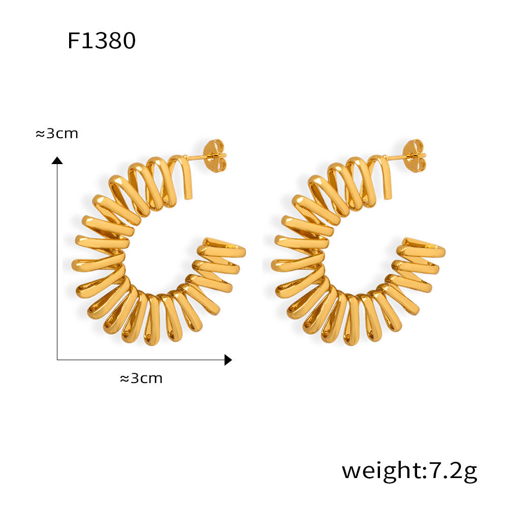 Wholesale Irregular Titanium Steel Gold Plated Geometric C Shape Wrap Line Earrings