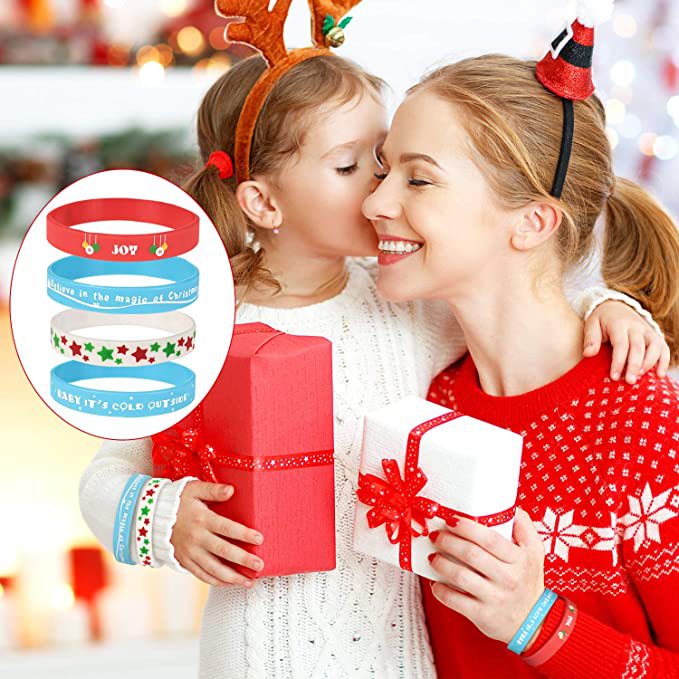 Wholesale 10pcs Christmas Silicone Party Gift Rubber Wristbands Bracelet