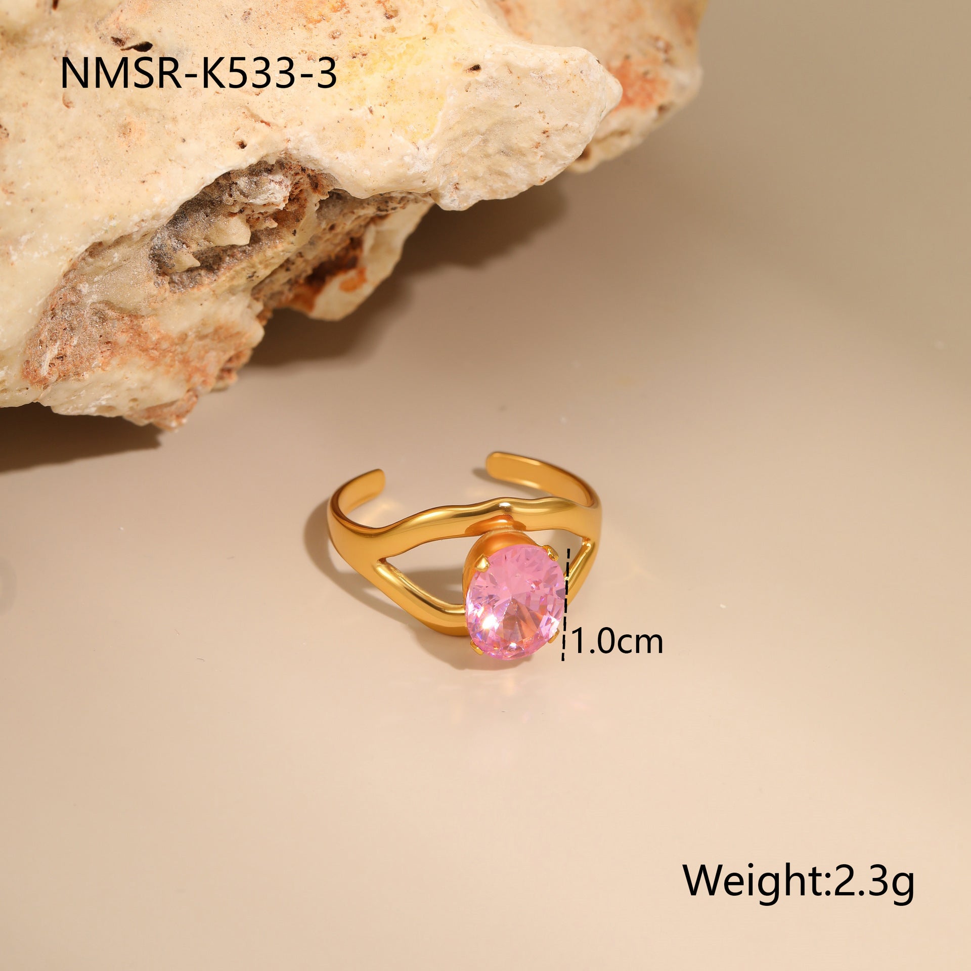 Wholesale Pink zircon Stainless Steel Rings