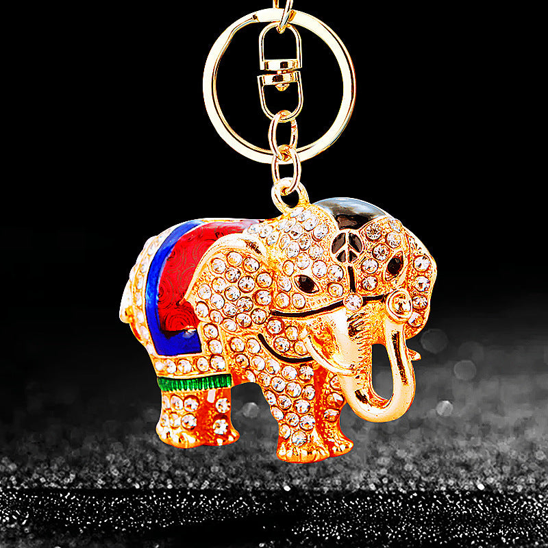 Wholesale Crystal studded diamond elephant cute metal keychain