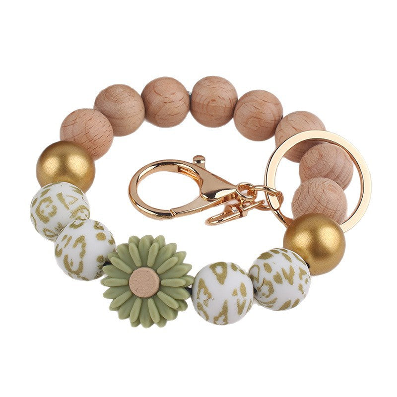 Wholesale -shaped Silicone Bead Wristlet Keychain