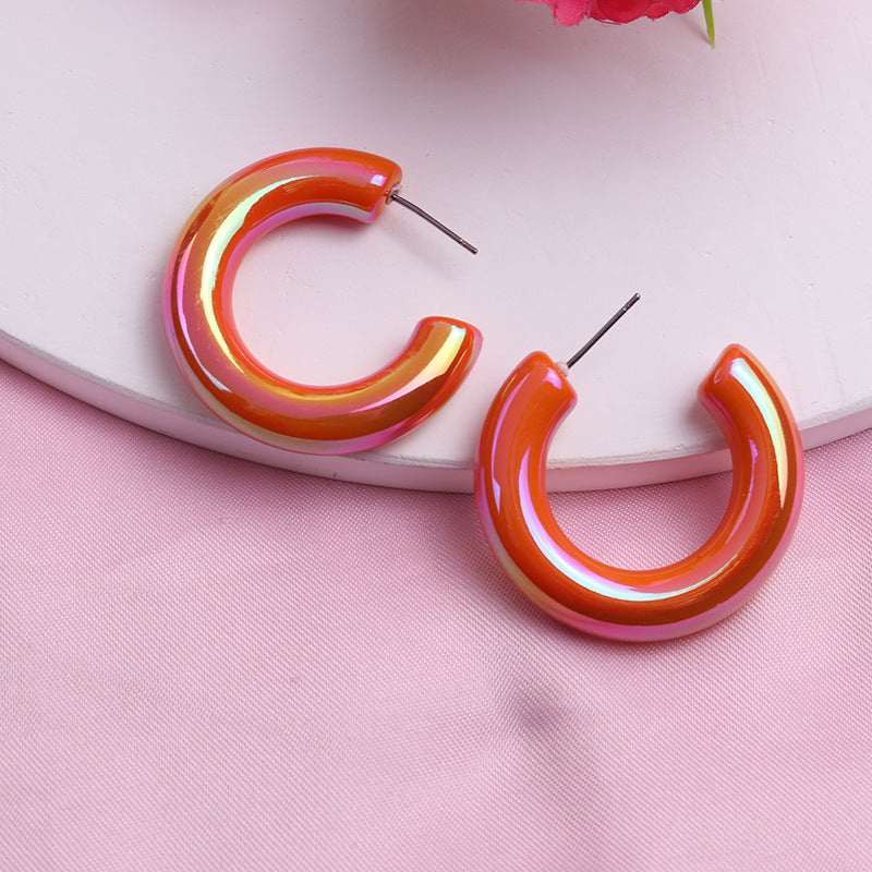 Wholesale 2pairs/pack Fantasy Fluorescent Color C-ring Acrylic Earrings