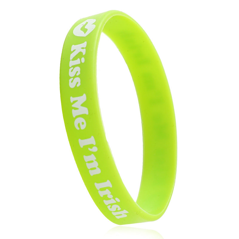 Wholesale Green Hat Festival Lucky Clover Silicone Bracelet