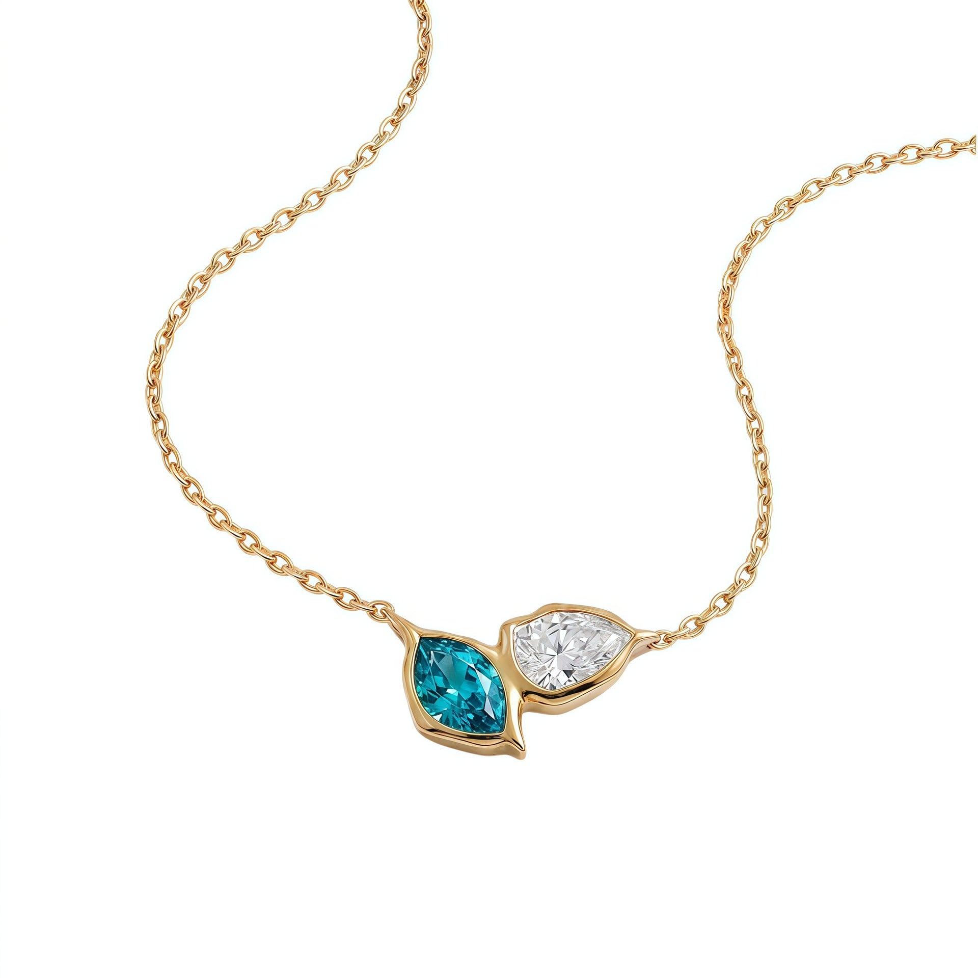 Wholesale Stylish 12 Birthstone Leaf Pendant Necklace Stainless Steel Electroplated Fashion Jewelry Gift