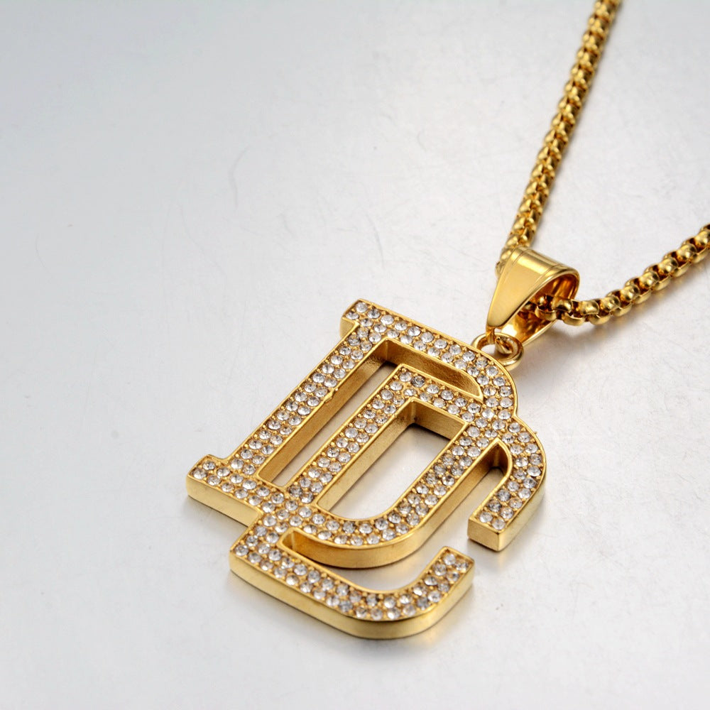 Wholesale Square Diamond Pendant Street Retro Hip-Hop Necklace