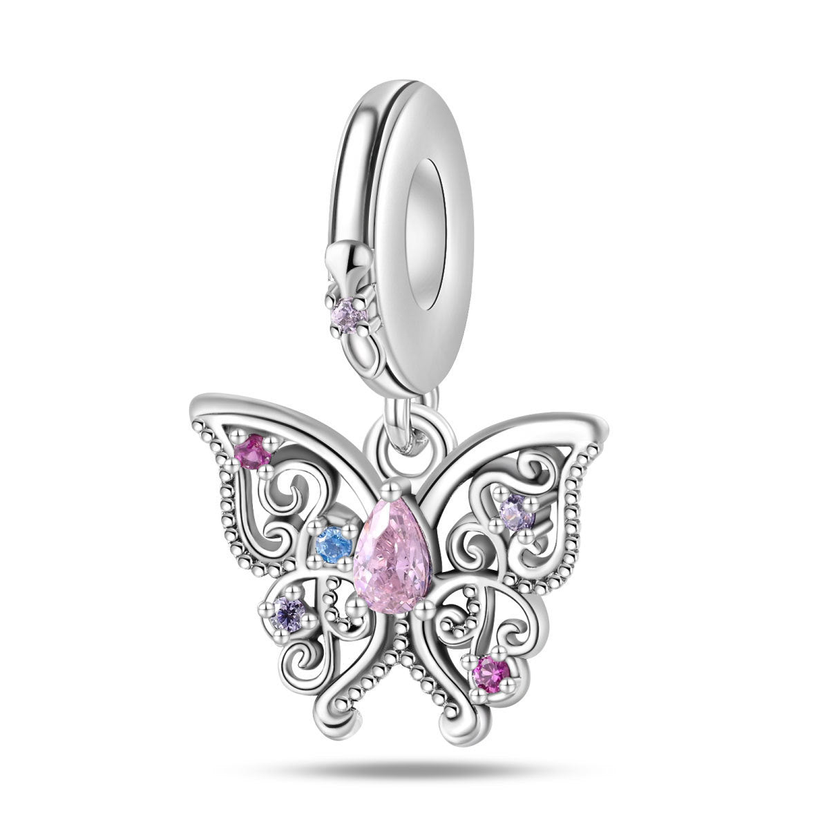 Wholesale Romantic Classical Series Love Pink Angel Silver Plated Charms