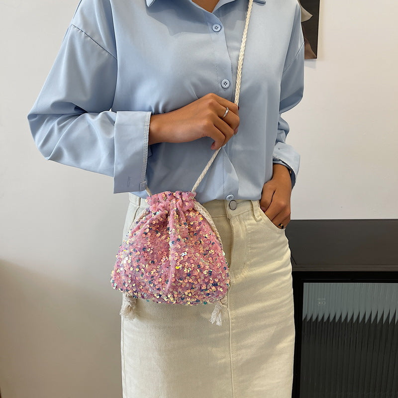 Al por mayor 2023 Summer Nuevo estilo Beam Bozo Colorido Sequinas Polyéster Messenger Bags