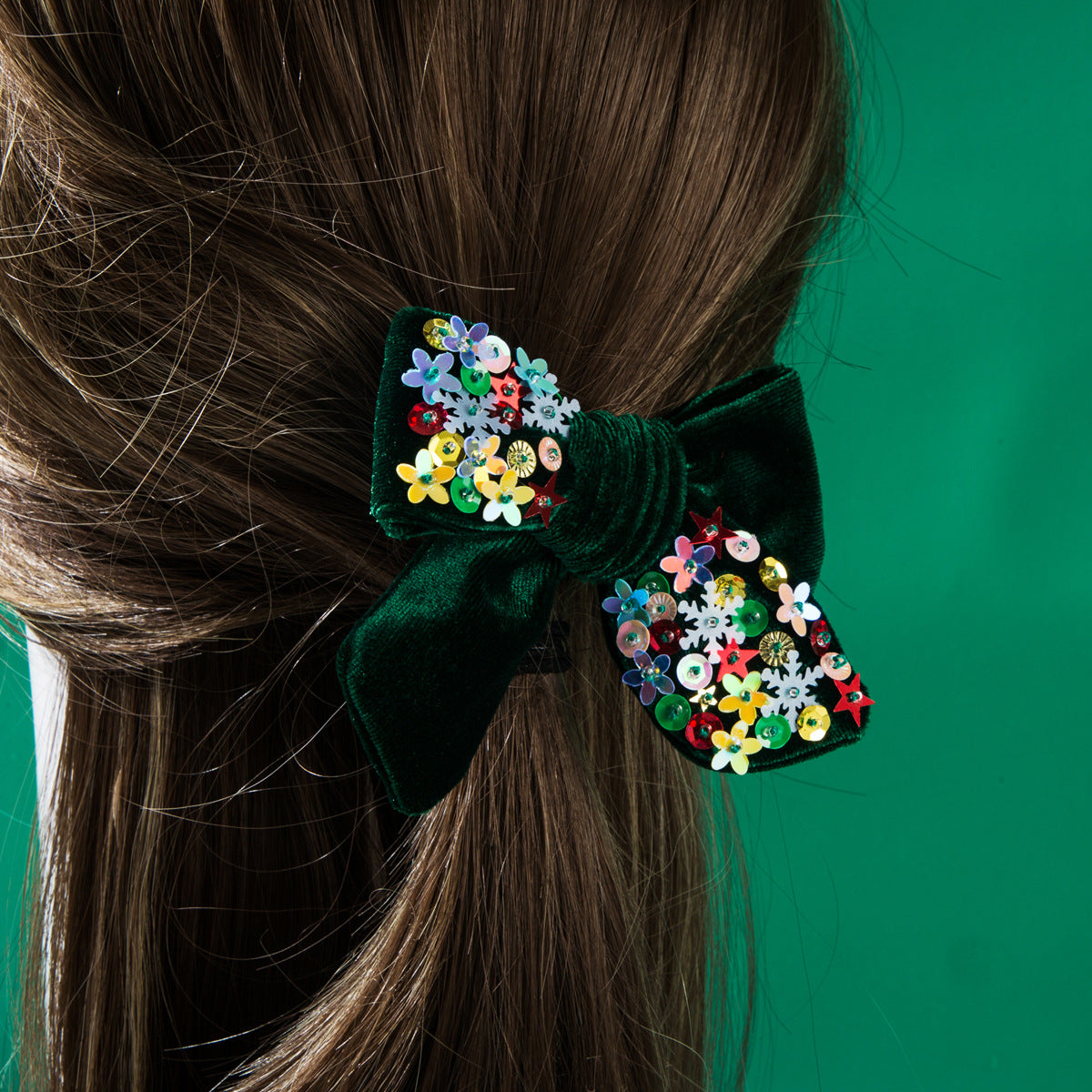Wholesale Christmas Flannel Bow Spring Clip Hairpin