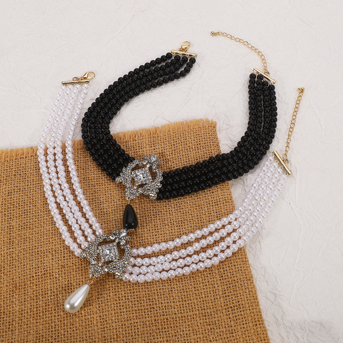 Wholesale Vintage Pearl Multi-layer Palace Style Necklace