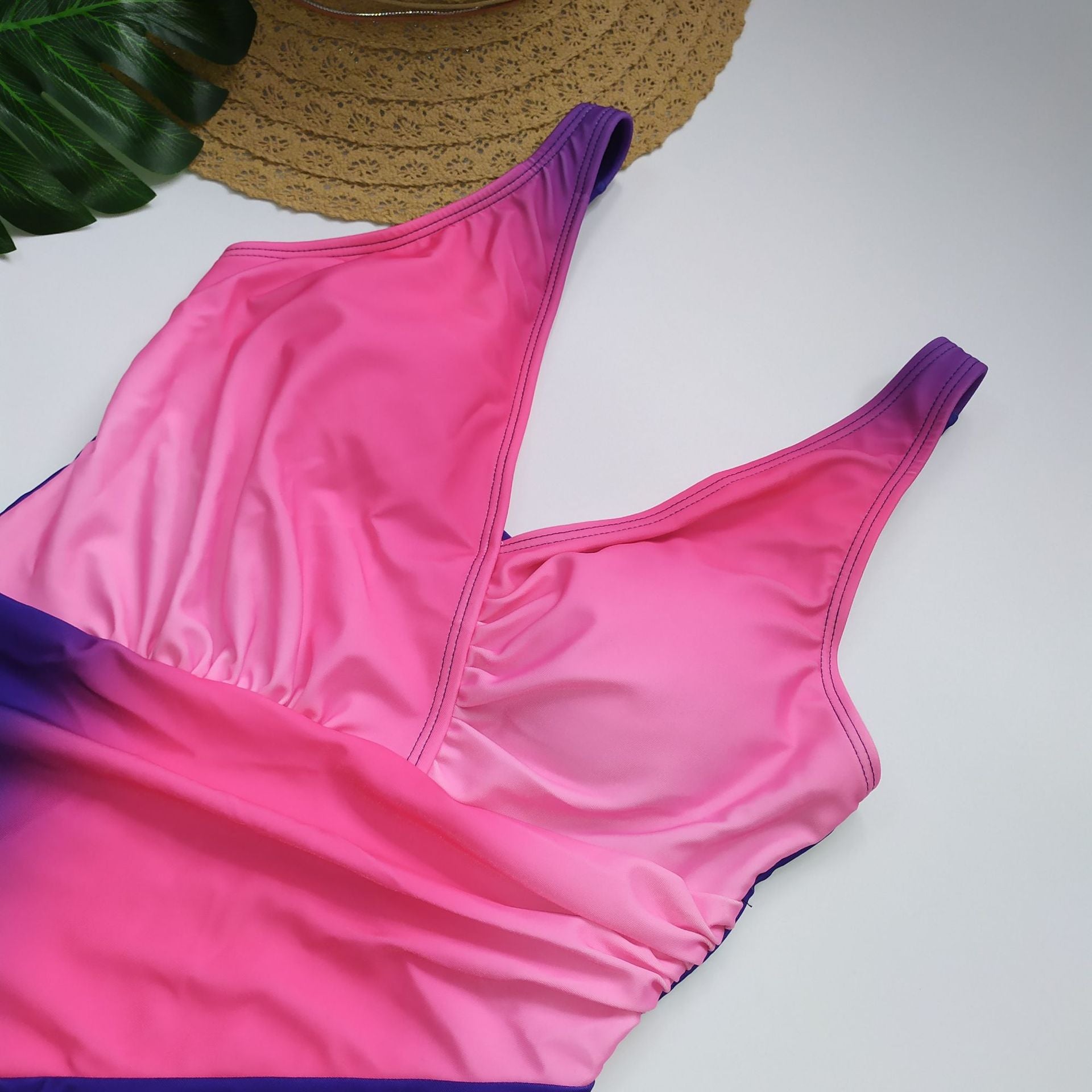 Wholesale One Piece Gradient Conservative Plus Size Swimwear