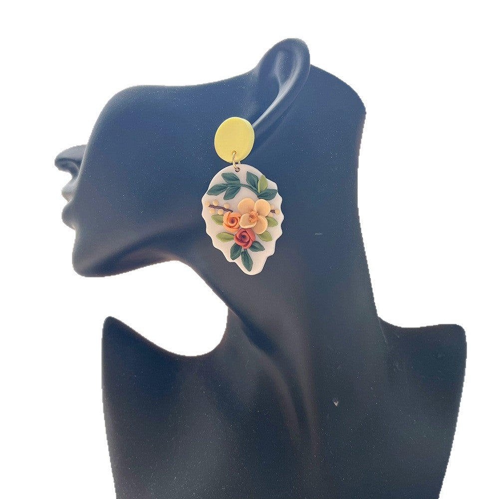 Wholesale Romantic and Cute Flower Soft Ceramic Earrings