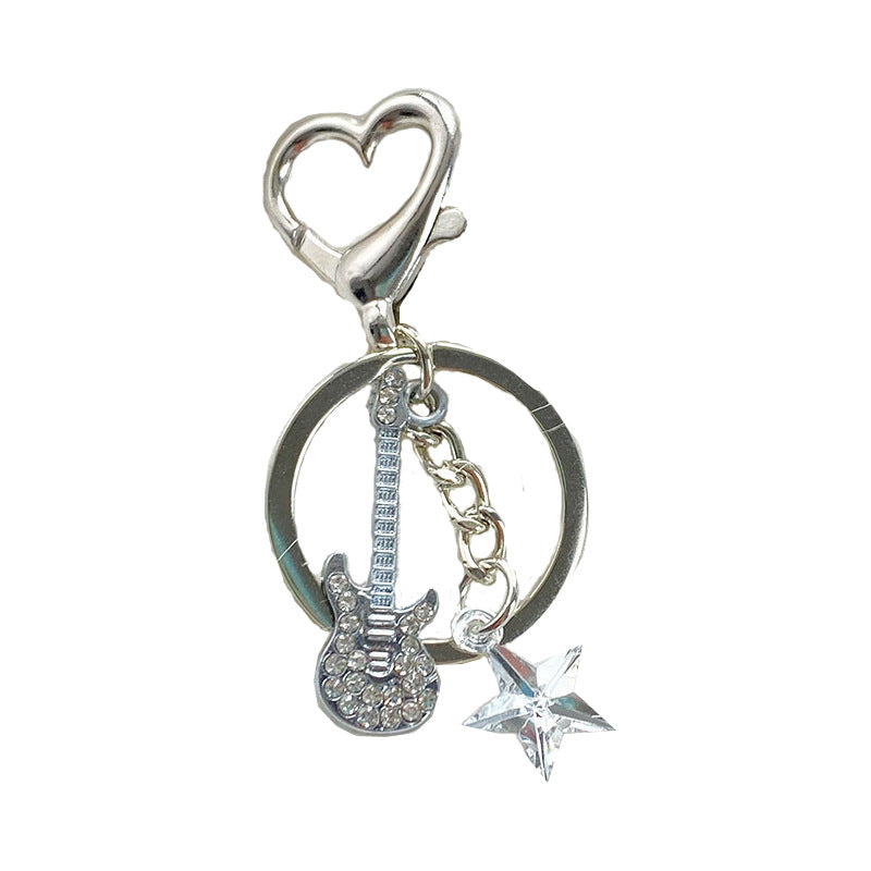 Wholesale Guitar Five Pointed Star Alloy Keychains