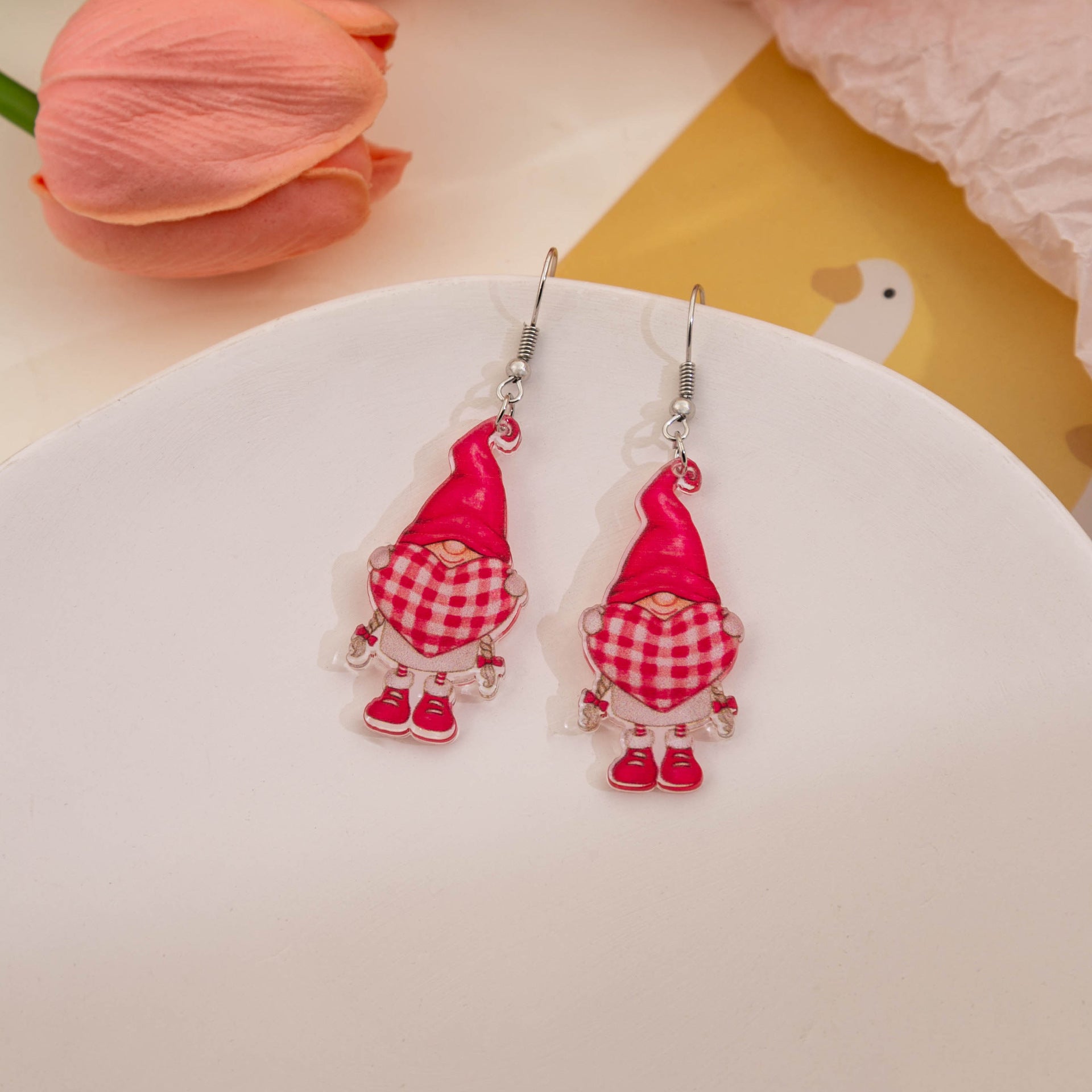Wholesale Valentine's Day Love Gnome Flamingo LOVE Acrylic Earrings