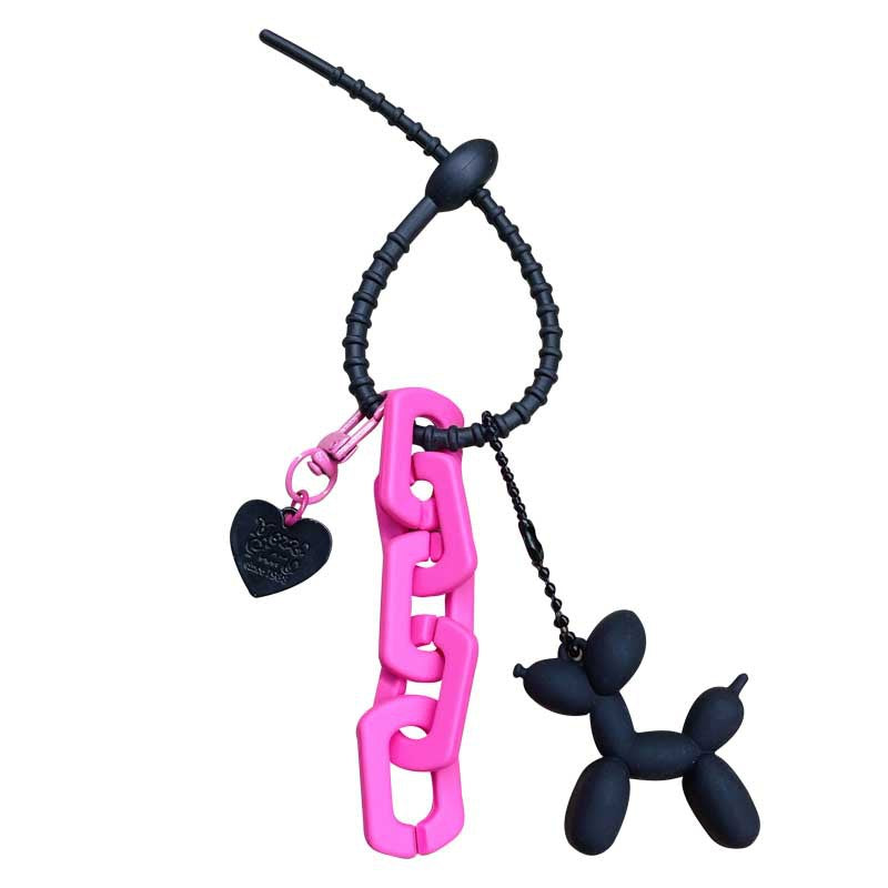 Wholesale Rose Red Chain Puppy Keychain