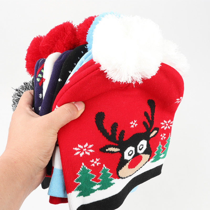 Wholesale autumn winter Christmas knitted jacquard hat warm cold hat