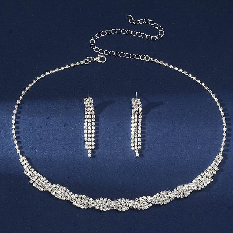 Wholesale 2pcs Annual Meeting Simple Dinner Bridal Wedding Dress Necklace Earrings