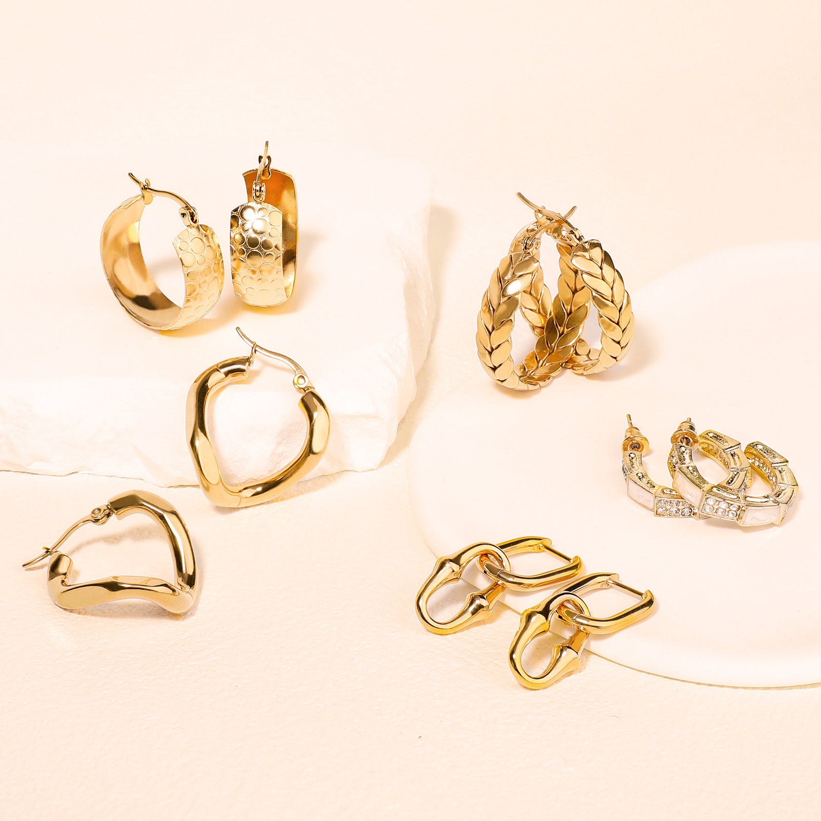 Wholesale Stainless Steel Earrings Simple Temperament ins Style Gold Plated Wheat Earrings