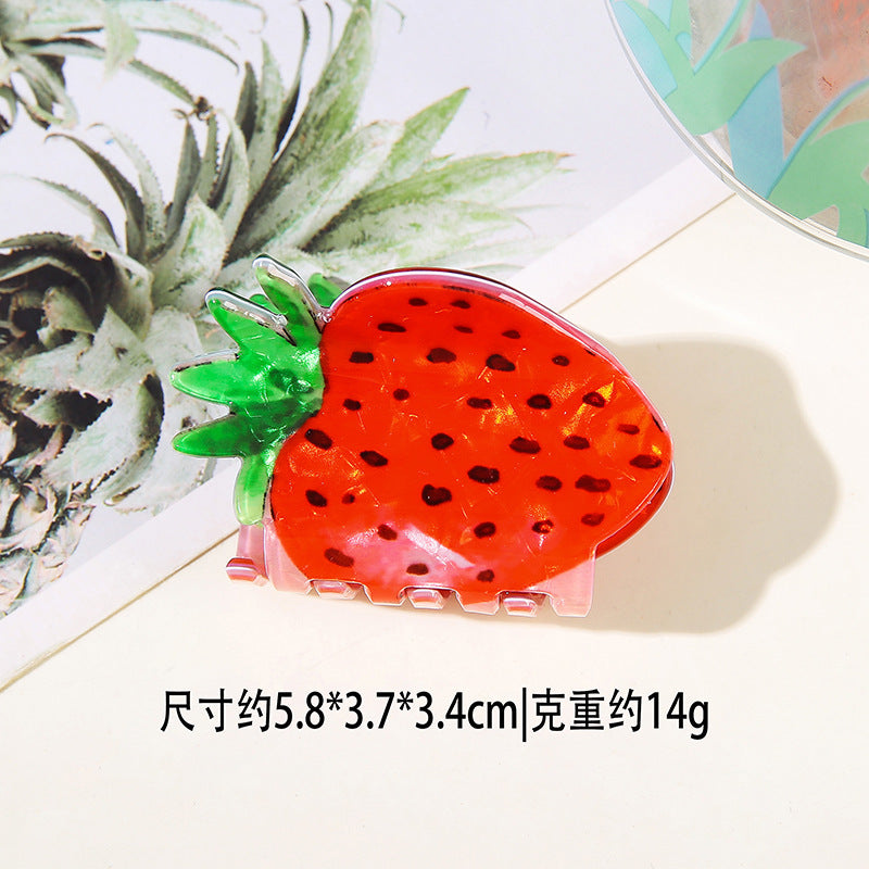Wholesale PVC Korean Style Fruit Hair Clips Cute Lemon Strawberry Claw Clip For Everyday Styling Gift