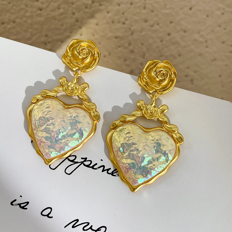 Wholesale Gold Rose Love Alloy Earrings