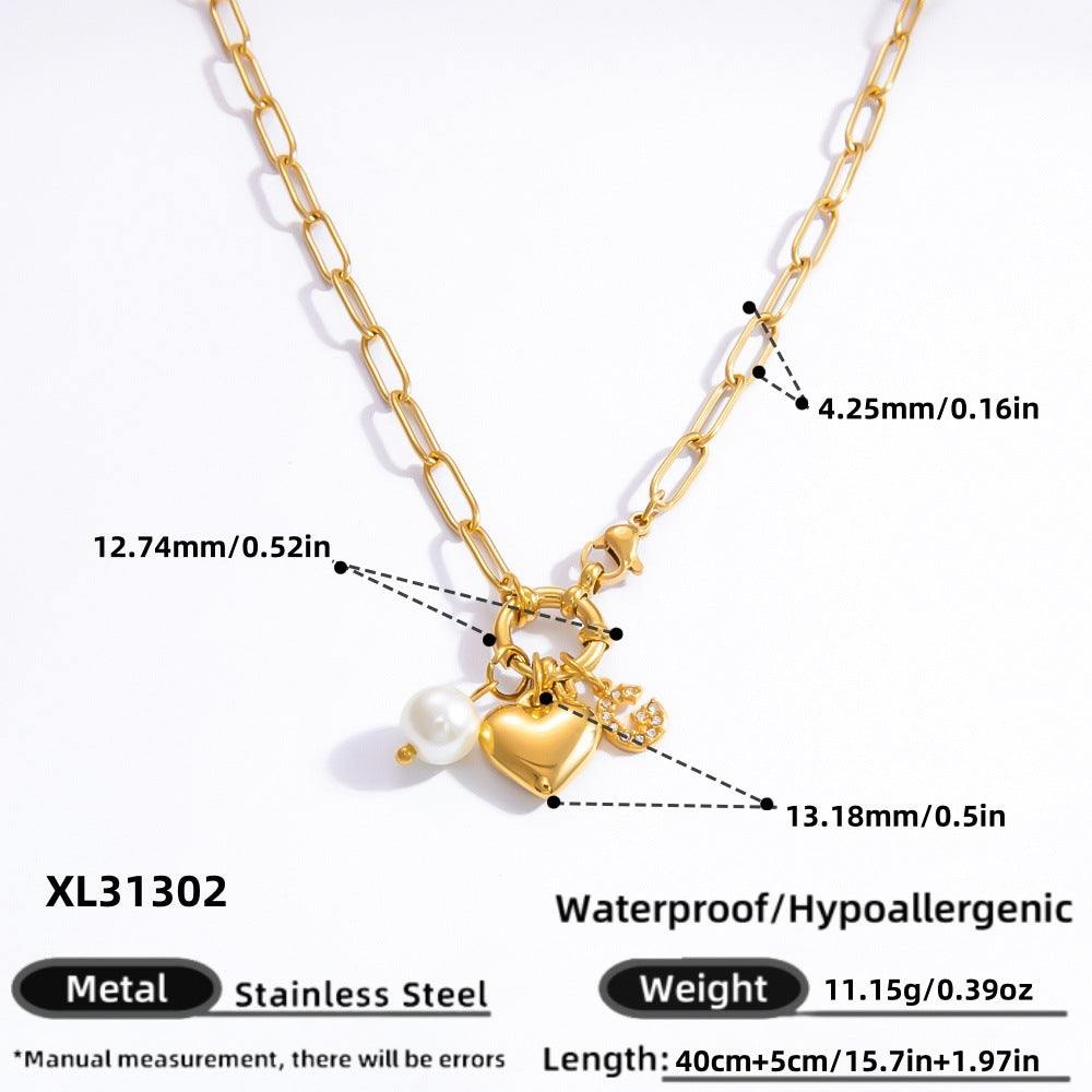 Wholesale INS style handmade pearl heart pendant