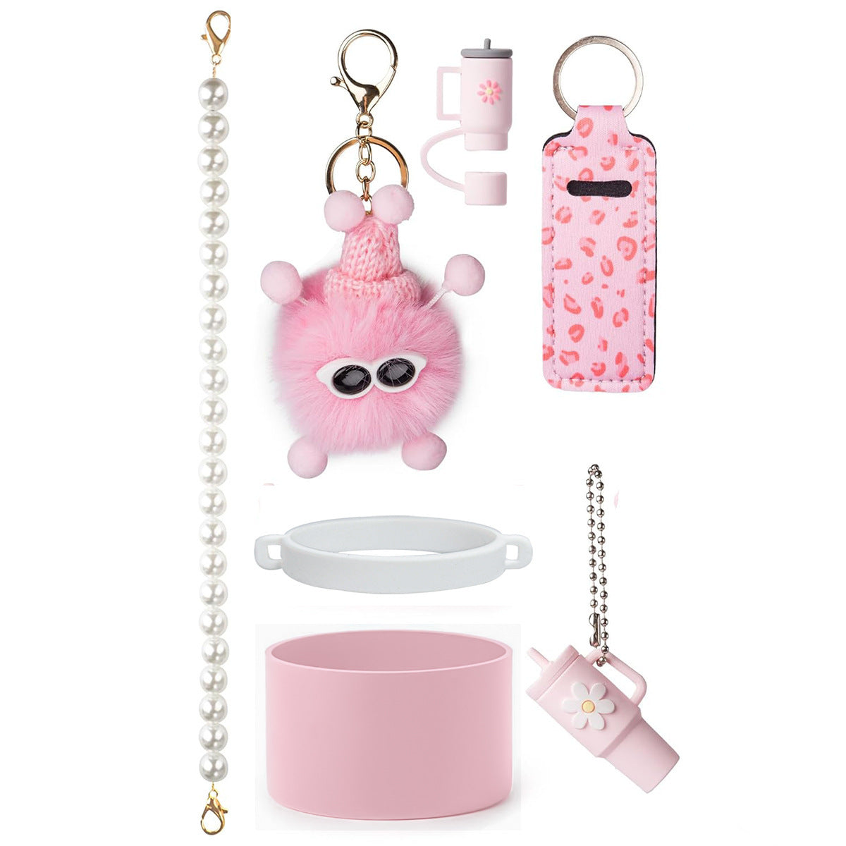 Wholesale Cup cover straw cap keychain plush elf cup accessories