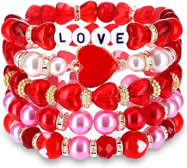 Wholesale Valentine's Day Polymer Clay Love Pendant Resin Beaded Bracelet