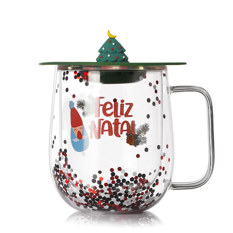 Wholesale High Borosilicate Double Layer Insulated Household High Beauty Christmas Cup