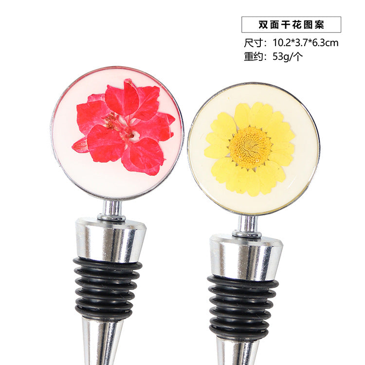 Wholesale 6pcs Creative Dried Flower Specimen Red Wine Bottle Stopper
