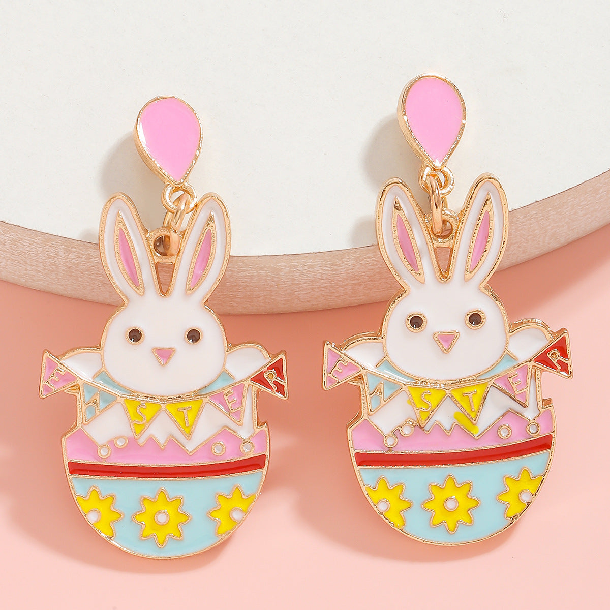Wholesale Cute Rabbit Easter Letter Radish Egg Earrings