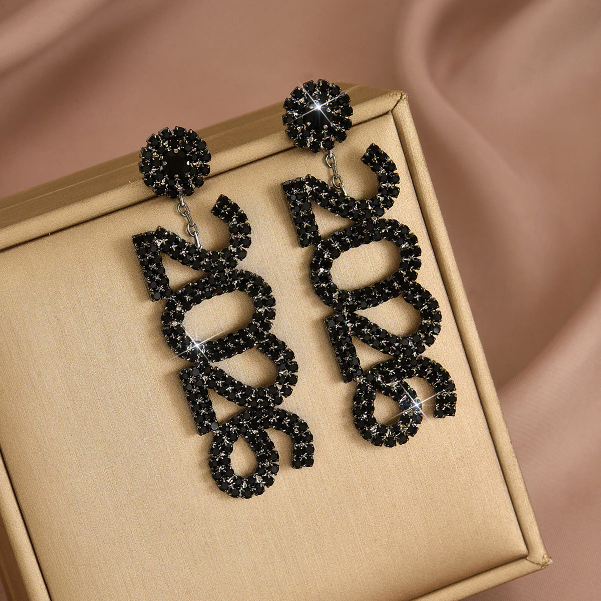 Wholesale 2026 Rhinestone Digital Blingbling Earrings